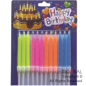 VELA FLUO COLORES SURTIDOS 6 CM x 12 UNIDADES